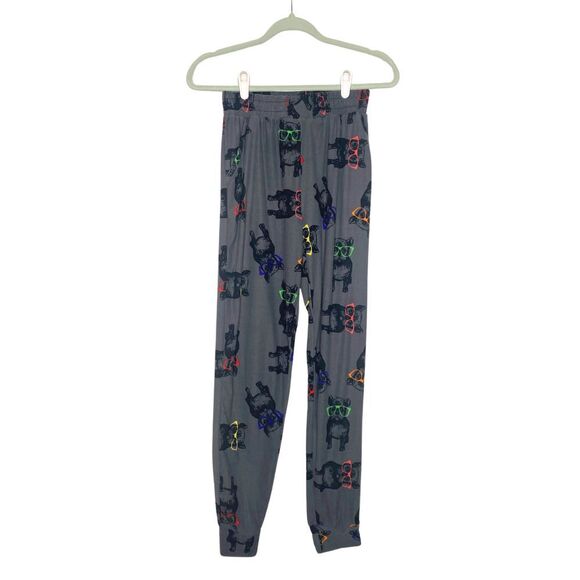 French Bulldog High Waist Graphic Soft Joggers Gray Medium Loungewear PJ Pants - Picture 10 of 10